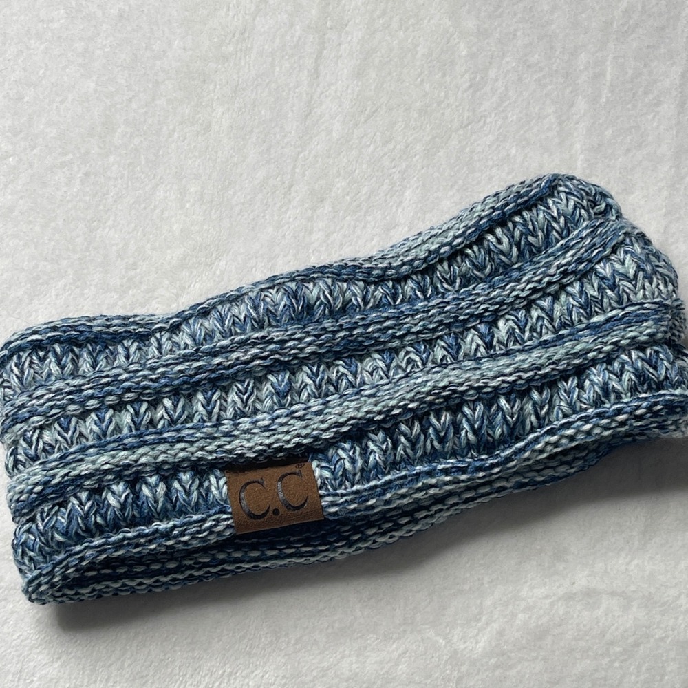 CC Exclusives Womens Blue Marled Cable Knit Sherpa Lined Headband Ear Warmer